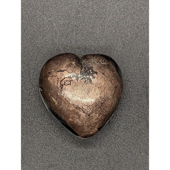 Robert Held Brutalist Gold Metallic Hand Blown Heart Art Glass Paperweight - Picture 1 of 9